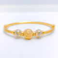 Accented Alternating Bead Bangle 22k Gold Bracelet