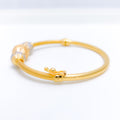 Accented Alternating Bead Bangle 22k Gold Bracelet