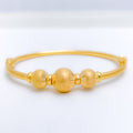 Graceful Three Bead Bangle 22k Gold Bracelet