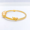 Graceful Three Bead Bangle 22k Gold Bracelet