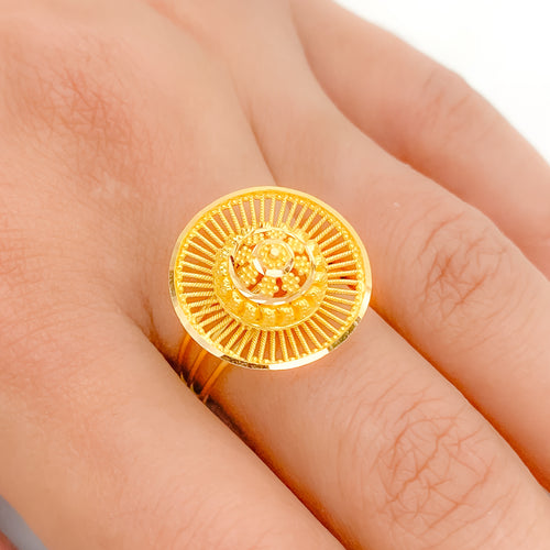 Bright Beaded Dome 22k Gold Ring
