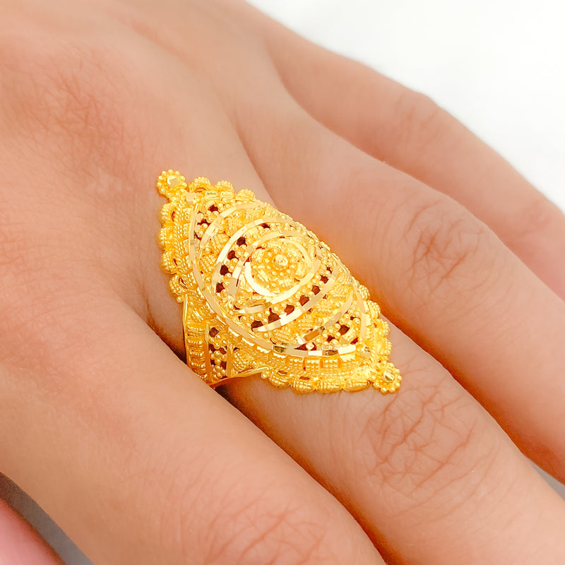 Exquisite Beaded 22k Gold Ring