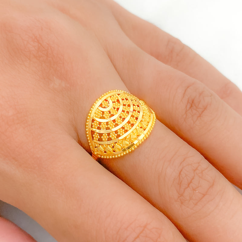 Classy Heart Adorned 22k Gold Ring