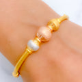 Three-Tone Dotted Orb Bangle 22k Gold Bracelet