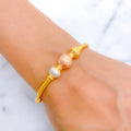 Three-Tone Dotted Orb Bangle 22k Gold Bracelet