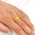 Fine Leaf Adorned 22k Gold Ring