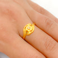 Festive Two-Tone Flower 22k Gold Ring