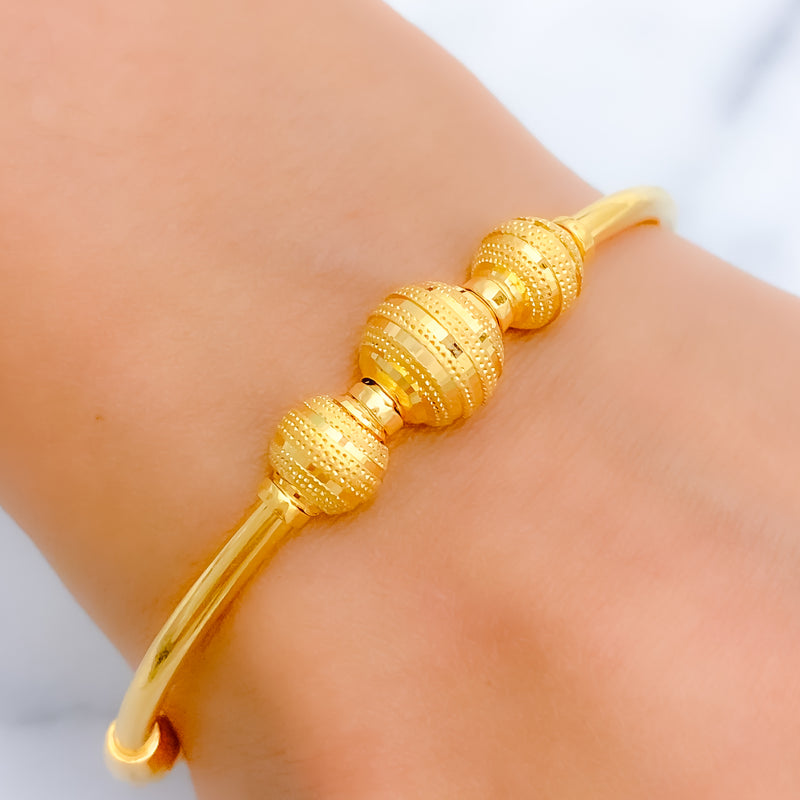 Posh Dual Finish Bangle 22k Gold Bracelet