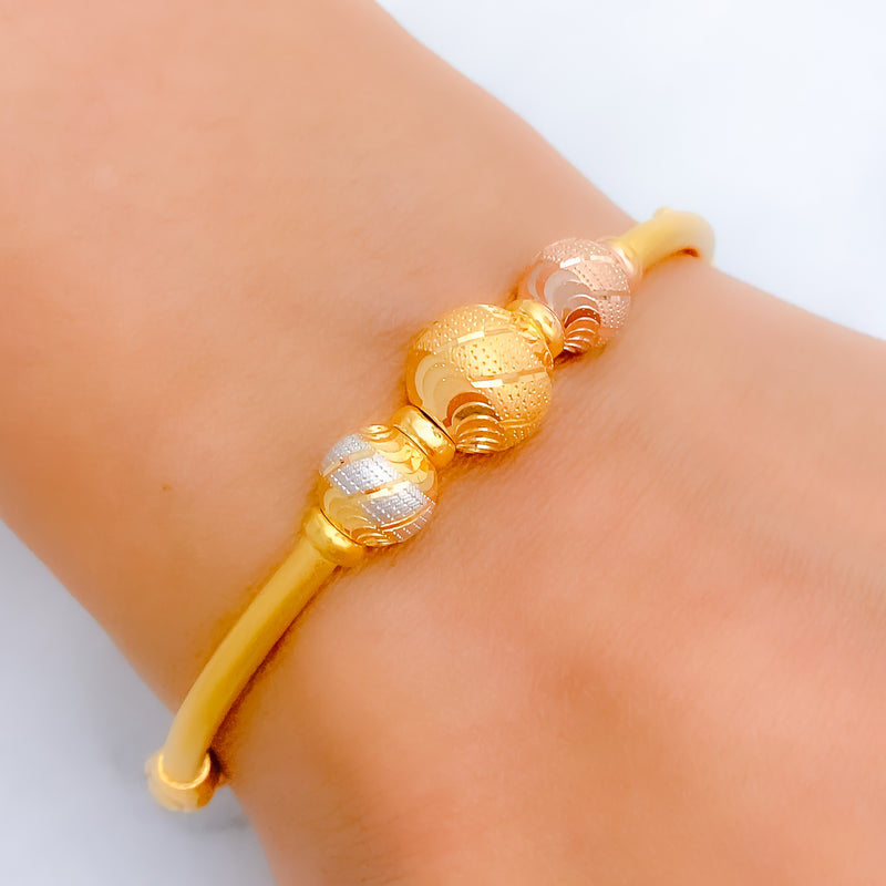 Fancy Accented Bangle 22k Gold Bracelet