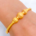 Graceful Three Bead Bangle 22k Gold Bracelet