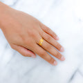 Chic Two-Tone Leaf 22k Gold Ring