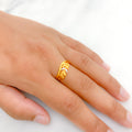 Chic Two-Tone Leaf 22k Gold Ring