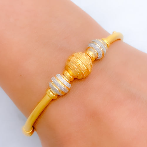 Striped Sand Finish Bangle 22k Gold Bracelet