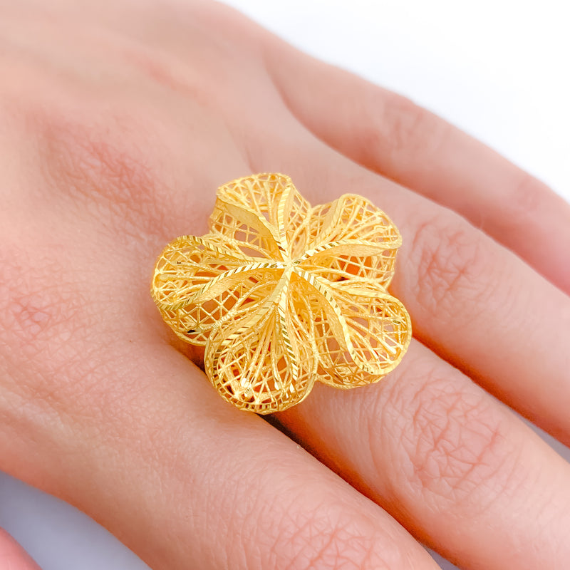 Stately 3D Floral Ring