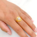 Classy Two-Tone Dome 22k Gold Ring