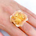 Decorative Three-Tone Flower Ring
