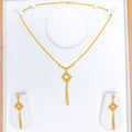 Diamond Shaped Drop Necklace 22k Gold Set