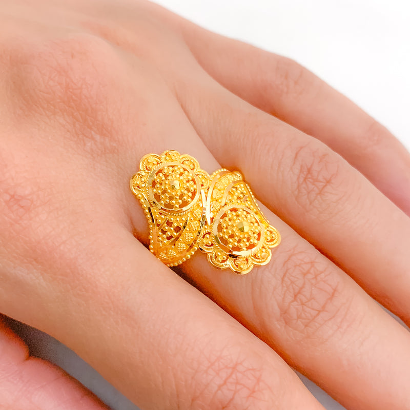 Dual Floral Gold Ring