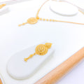 Classy Beaded Drop 22k Gold Necklace Set