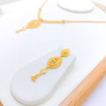 Charming Sleek Hanging 22k Gold Necklace Set