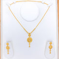 Elevated Hanging Drop 22k Gold Necklace Set