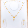 Elegant Slender Hanging 22k Gold Necklace Set