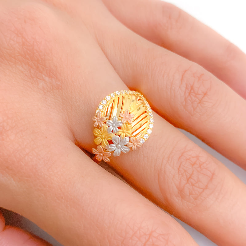 Elevated Floral + CZ Ring