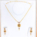 Radiant Meenakari Peacock 22k Gold Necklace Set