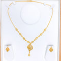 Chic Reflective Tear Drop 22k Gold Necklace Set