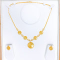 Radiant Round Filigree 22k Gold Necklace Set