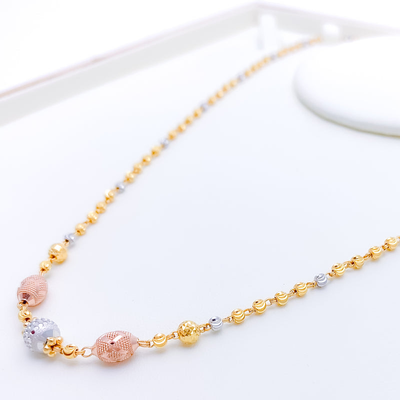 Dainty Upscale Beaded 22k Gold Chain