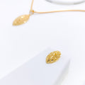 Glossy Petal-Shaped Fancy 22k Gold Pendant Set