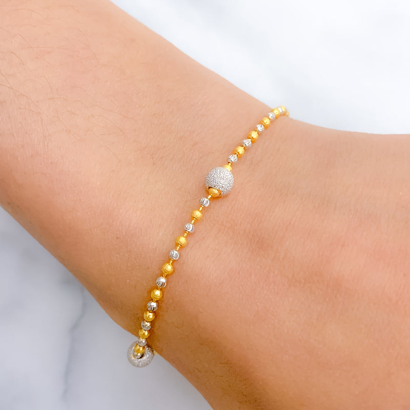 Alternating Frosted Two-Tone Chain Bracelet
