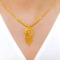 Ornate Hanging Drop 22k Gold Necklace Set