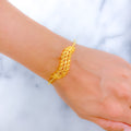 Trendy Curved Leaf Bangle 22k Gold Bracelet