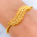 Trendy Curved Leaf Bangle 22k Gold Bracelet