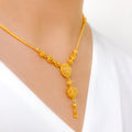 Elegant Slender Hanging 22k Gold Necklace Set