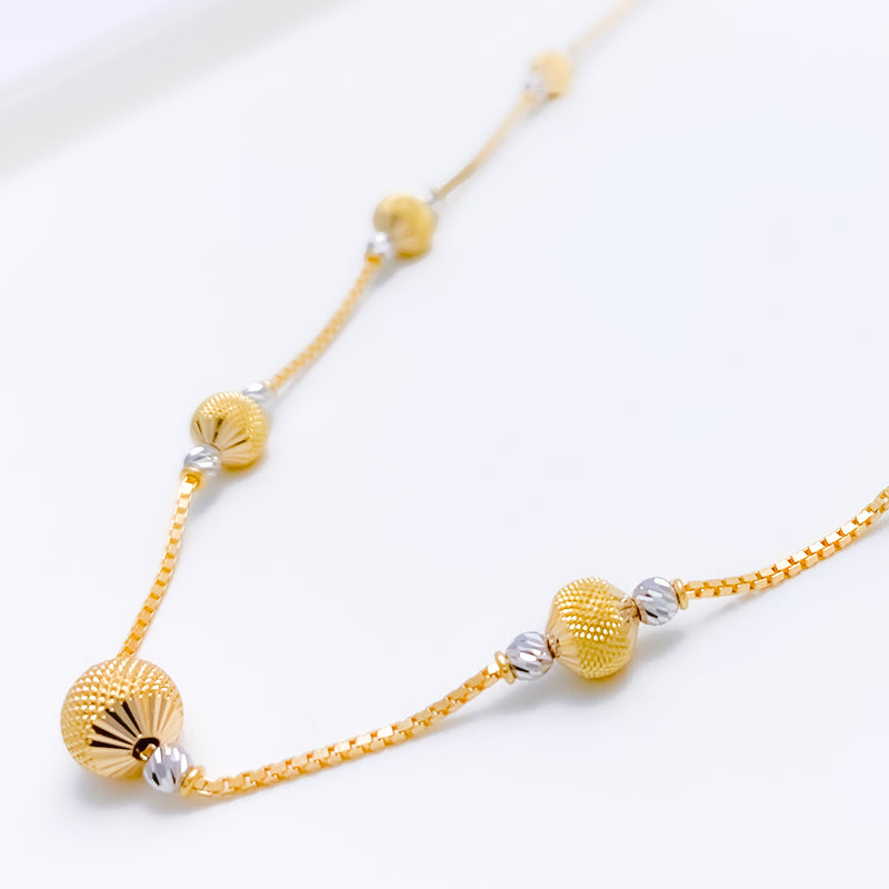 Chic Long Beaded 22k Gold Chain