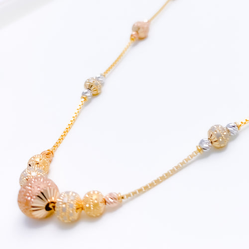 Long Elegant Rose 22k Gold Necklace 
