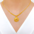 Fancy Refined Beaded 22k Gold Necklace Set