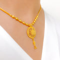 Classy Beaded Drop 22k Gold Necklace Set