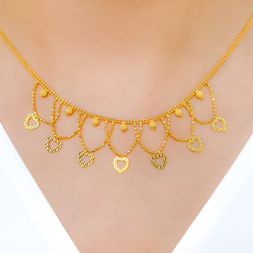 Beautiful Hanging Hearts Necklace Set