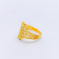 Glossy Refined 22k Gold Floral Ring