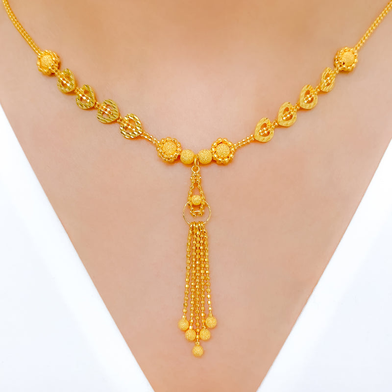 Chic Beaded Tassels Necklace Set