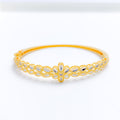 Attractive Sleek Floral Bangle 22k Gold Bracelet