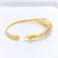 Shimmering Two-Tone Flower Bangle 22k Gold Bracelet