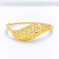 Upscale Glistening Leaf Bangle 22k Gold Bracelet