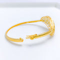 Upscale Glistening Leaf Bangle 22k Gold Bracelet 