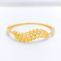 Trendy Curved Leaf Bangle 22k Gold Bracelet