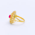 Elegant Pink CZ Tear Drop 22k Gold Ring